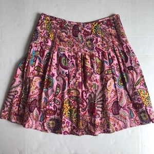 Vintage Pink Floral Paisley Print Linen Skirt
